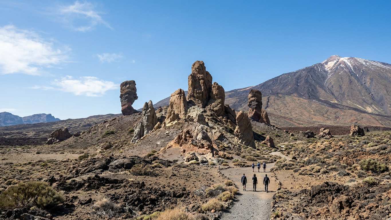 Roques de García rock formations rising from flat volcanic terrain